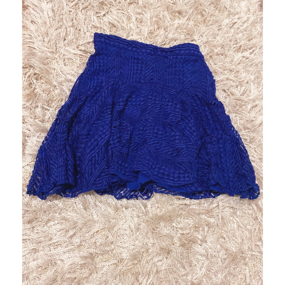Blue lace style skater skirt